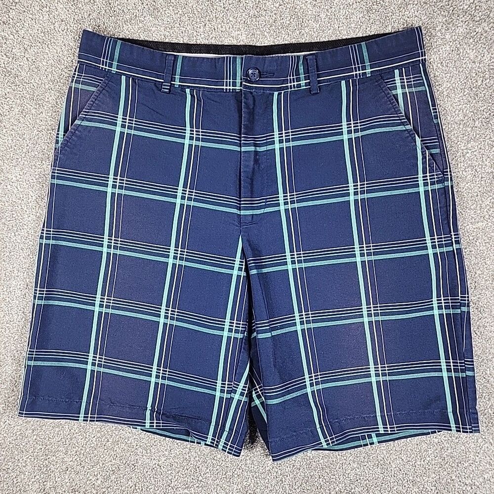 GREG NORMAN Men's Shark Performance Fabric Golf Shorts - Blue Size 34